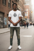 Homme t-shirt blanc gorille Dos Argenté