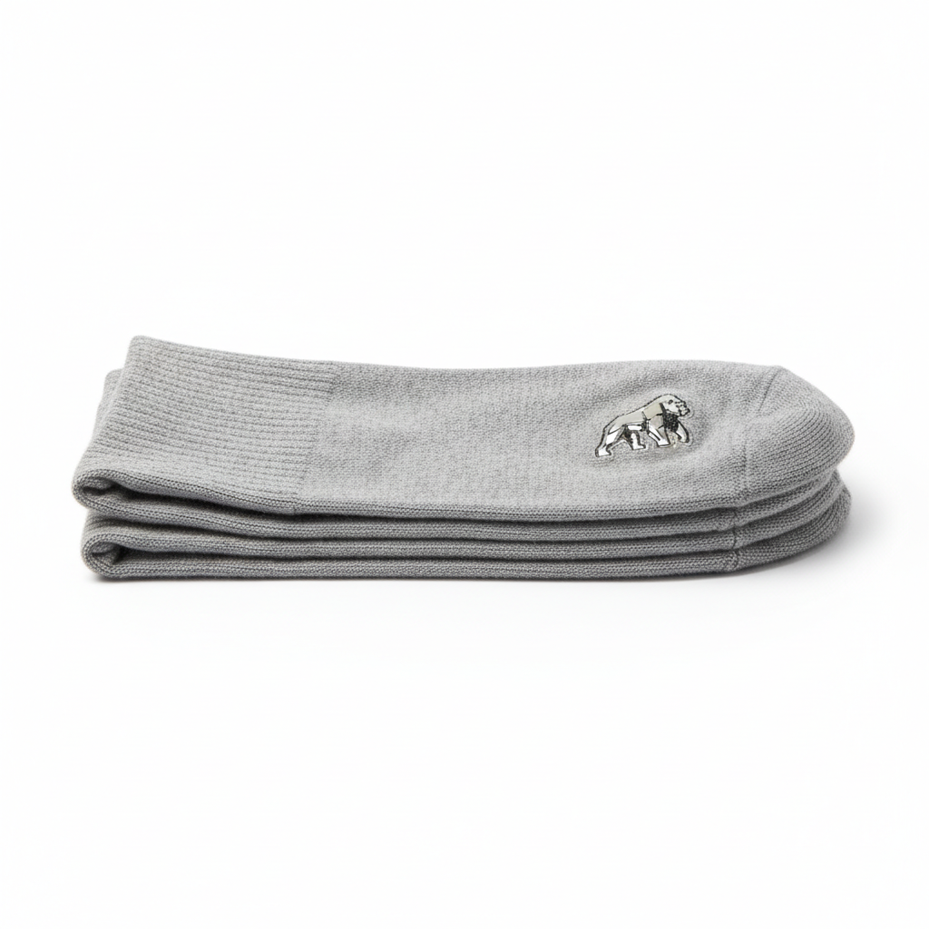 Chaussettes grises avec logo gorille dos argenté