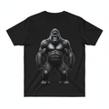 T-shirt noir avec gorille dos argenté - face avant