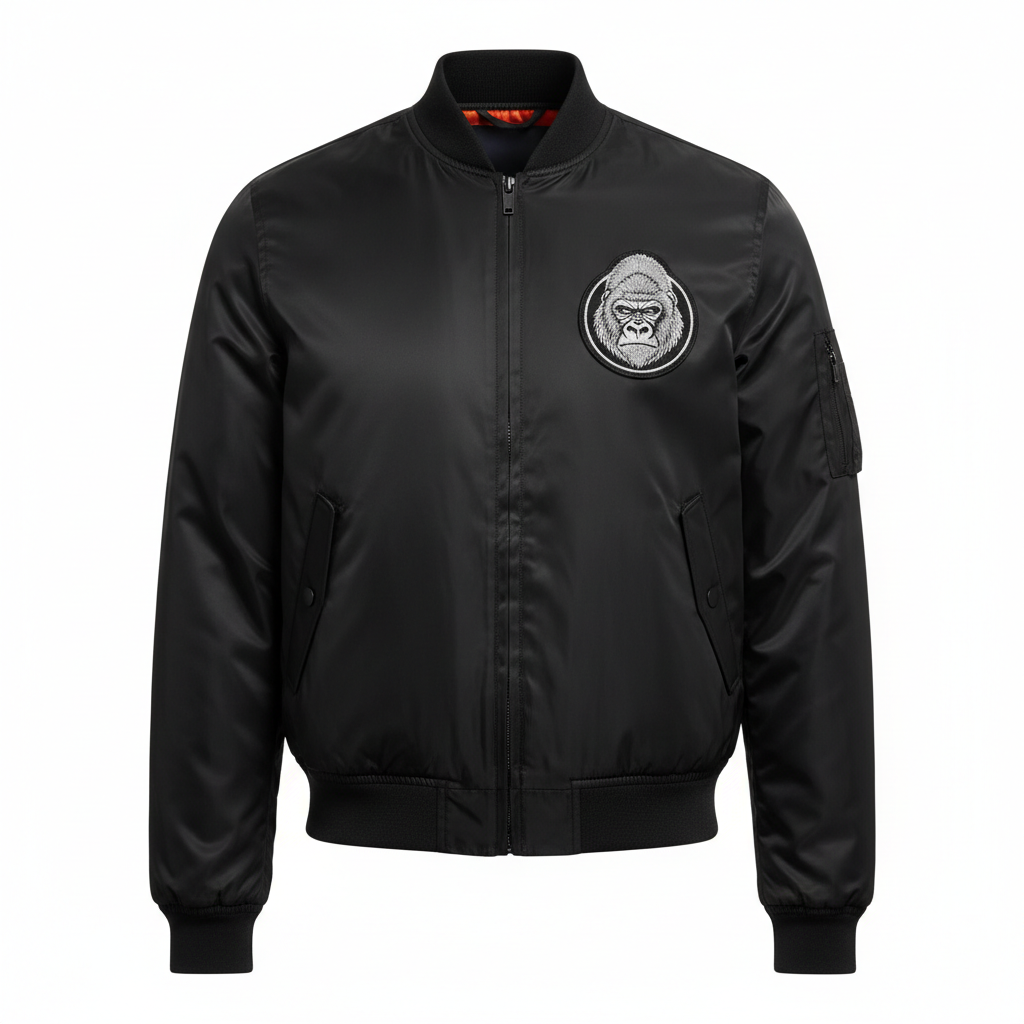 Bomber noir avec logo gorille dos argenté