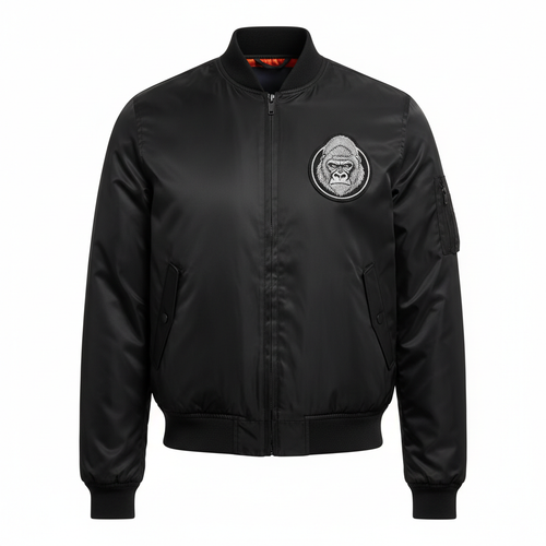 Bomber noir avec logo gorille dos argenté