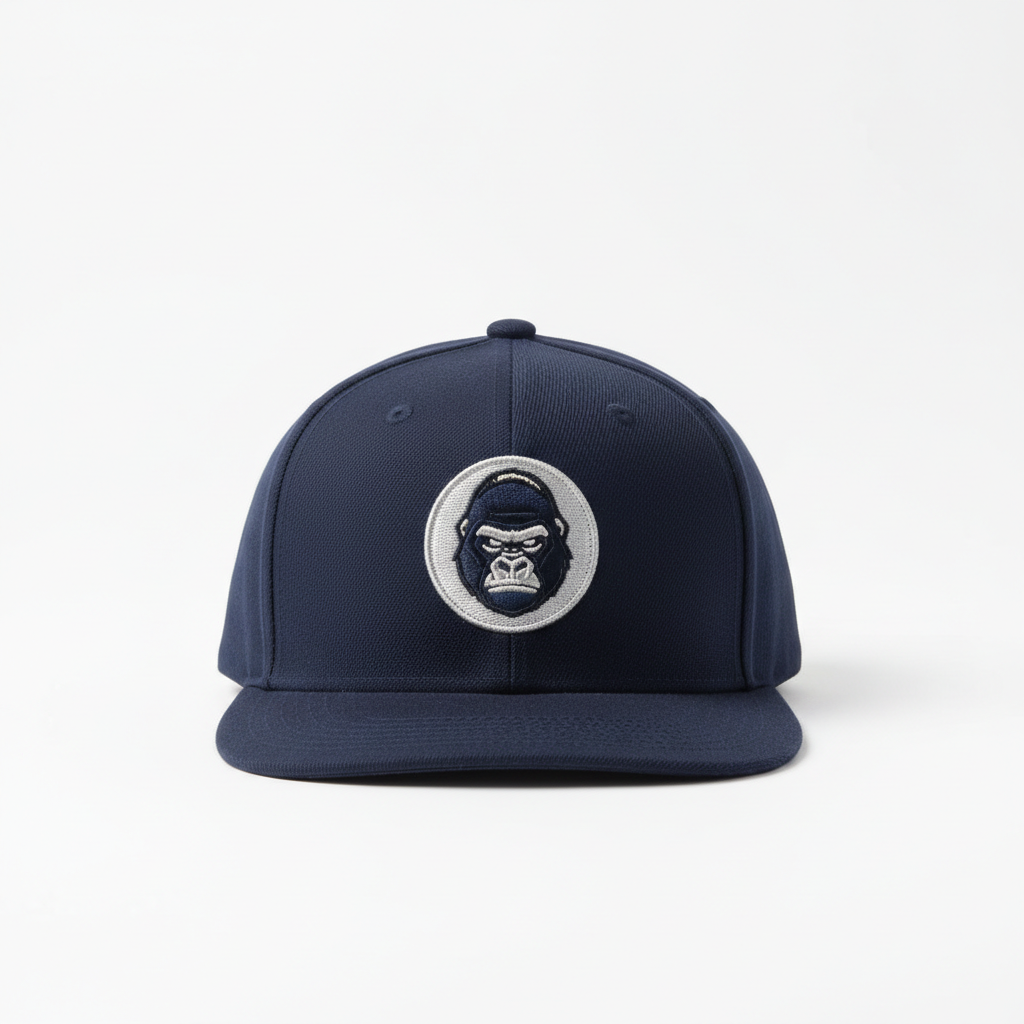 Casquette bleu marine avec logo gorille dos argenté