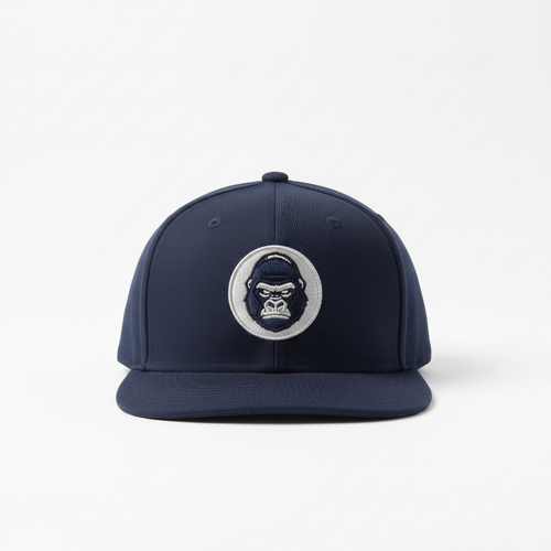 Casquette bleu marine avec logo gorille dos argenté