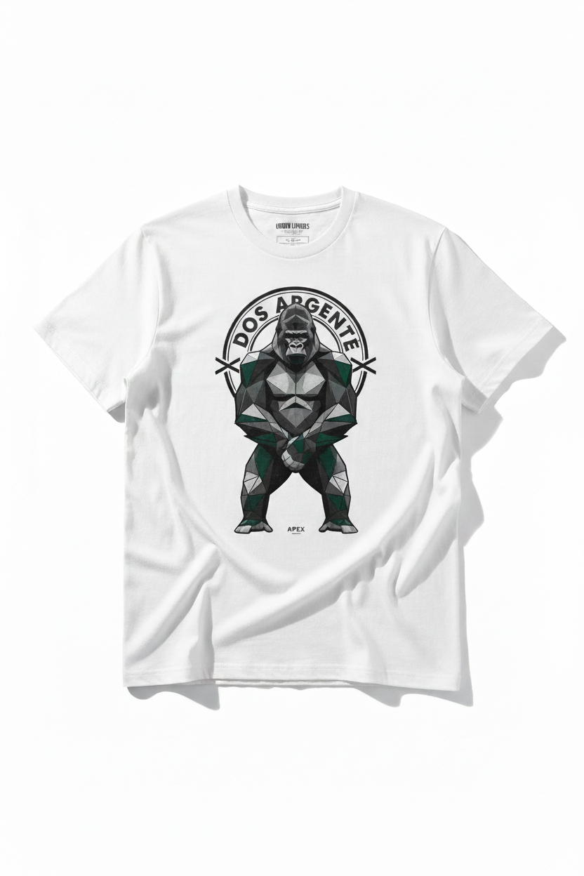 T-Shirt Dos Argenté – Gorille Géométrique