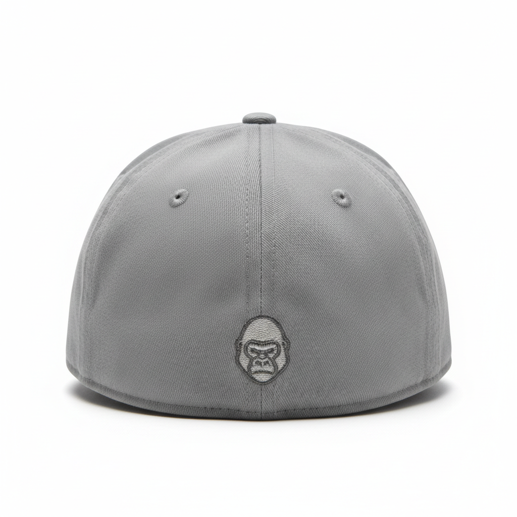 Casquette fitted dos gris avec logo gorille centré