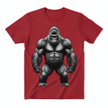 T-shirt rouge avec gorille dos argenté - face avant